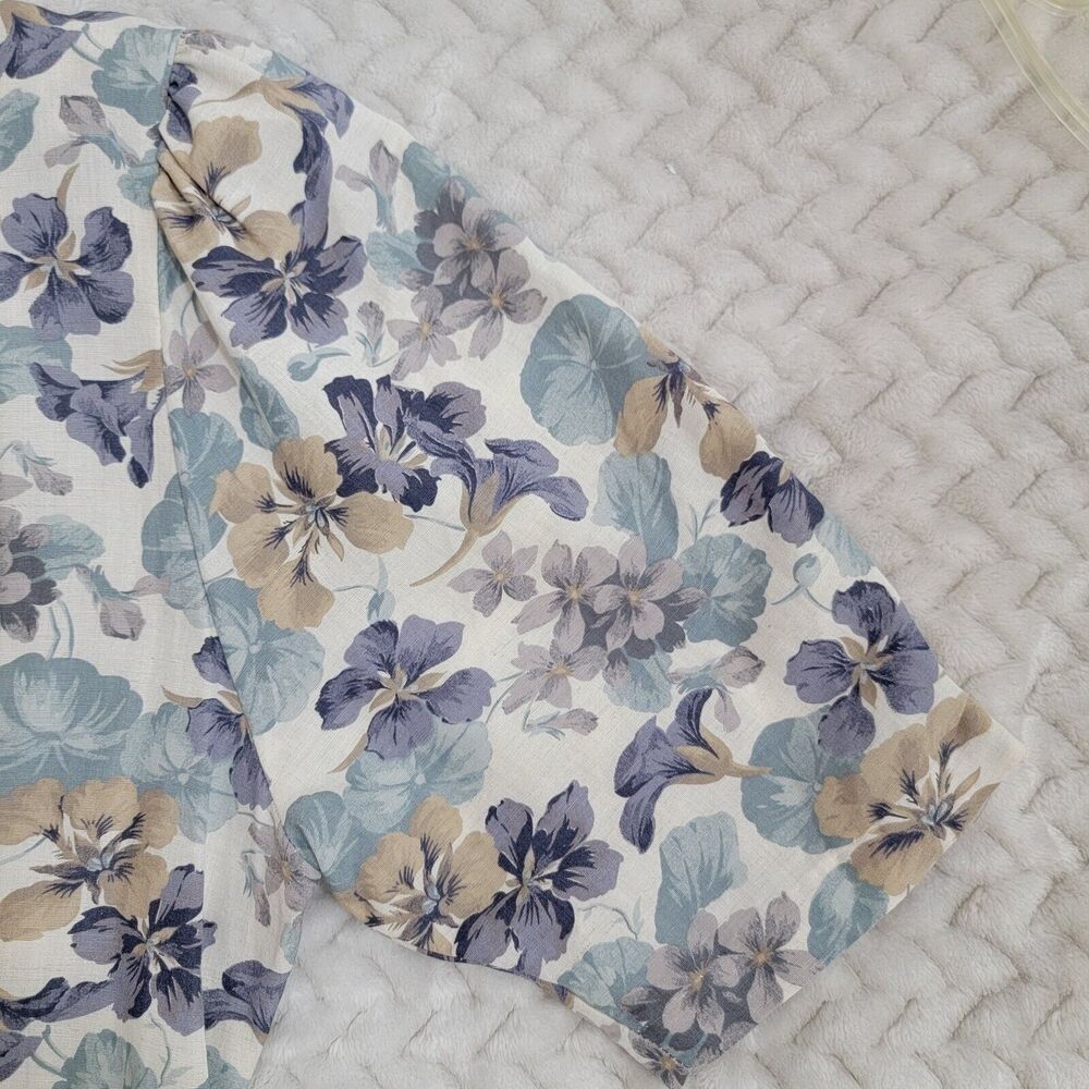 VTG Laura Ashley Great Britain Floral Puff Sleeve Midi Dress Sz 12 Cottagecore - Picture 6 of 16